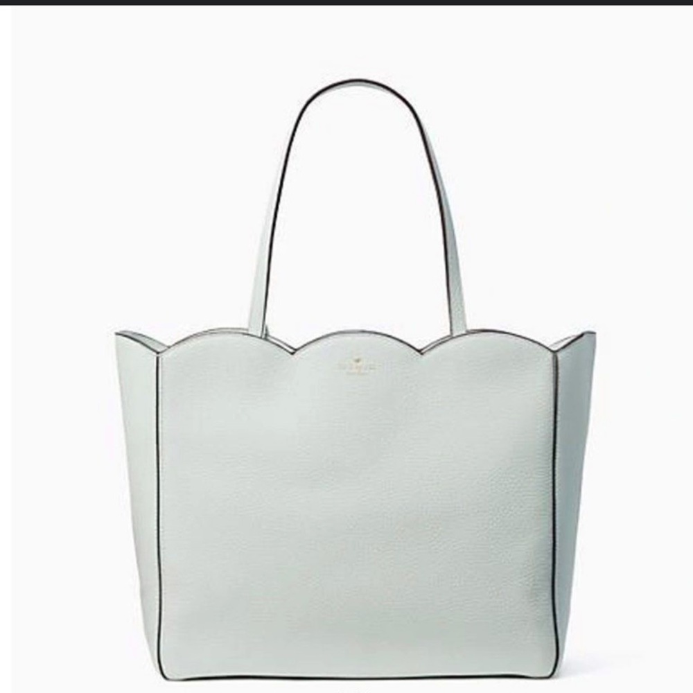 Kate Spade Leewood Place Rainn WinterMint Splash Scalloped Pebbled Leather Tote